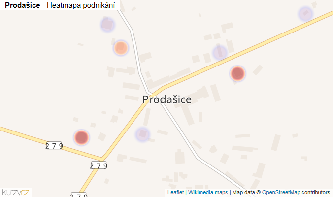 Mapa Prodašice - Firmy v části obce.