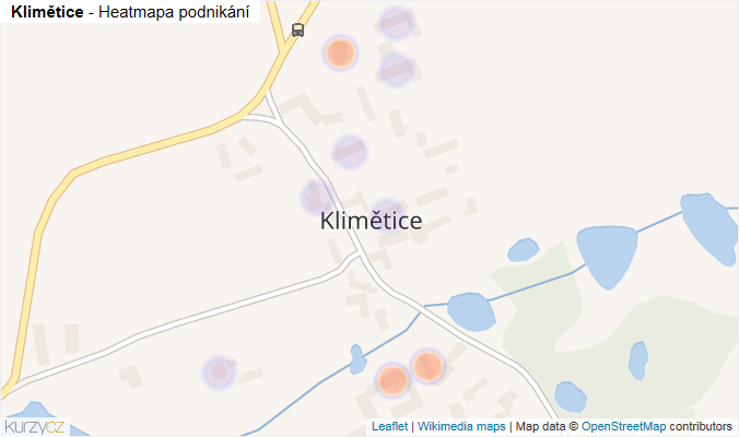 Mapa Klimětice - Firmy v části obce.