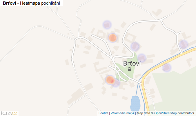 Mapa Brťoví - Firmy v části obce.