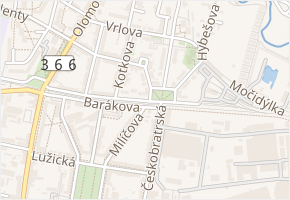 Barákova v obci Prostějov - mapa ulice