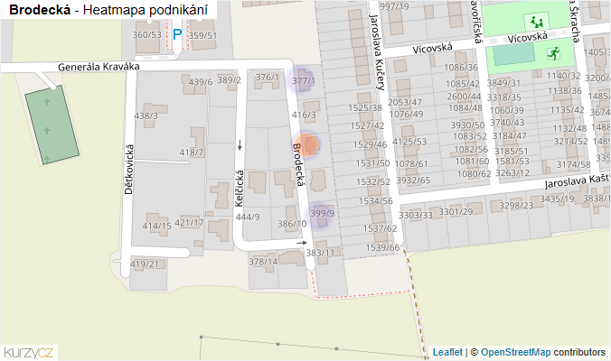 Mapa Brodecká - Firmy v ulici.