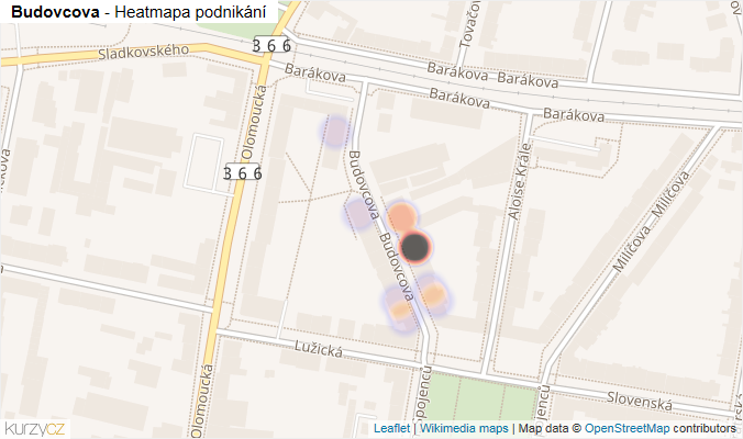 Mapa Budovcova - Firmy v ulici.