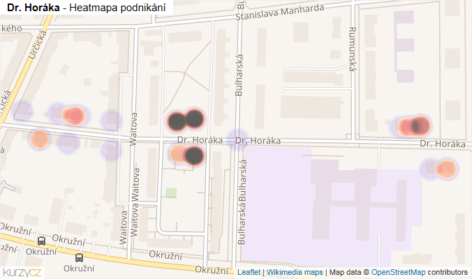 Mapa Dr. Horáka - Firmy v ulici.