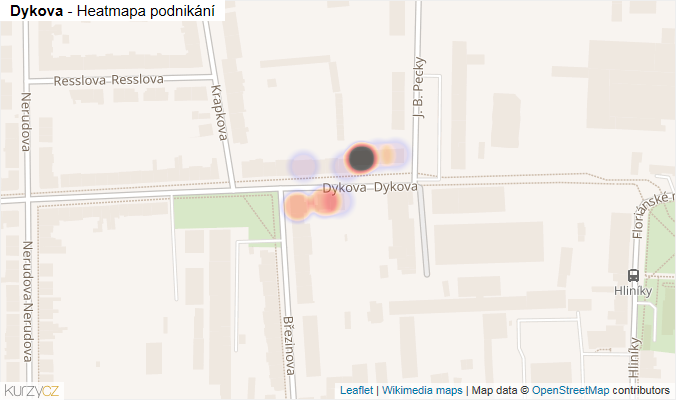 Mapa Dykova - Firmy v ulici.