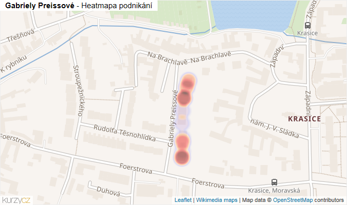 Mapa Gabriely Preissové - Firmy v ulici.