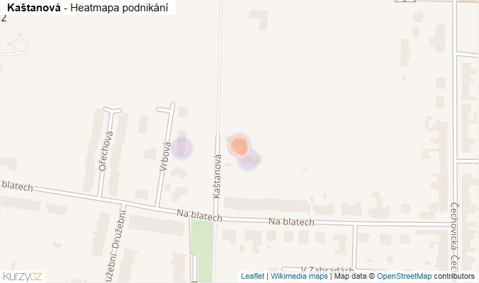 Mapa Kaštanová - Firmy v ulici.