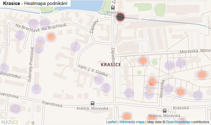 Mapa Krasice - Firmy v části obce.