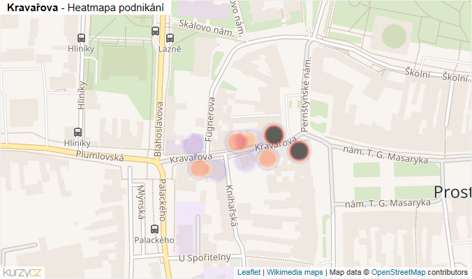 Mapa Kravařova - Firmy v ulici.