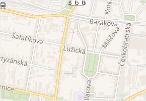 Lužická v obci Prostějov - mapa ulice