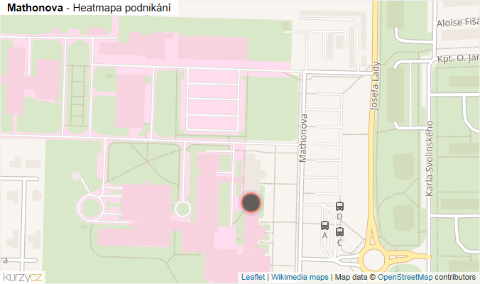 Mapa Mathonova - Firmy v ulici.