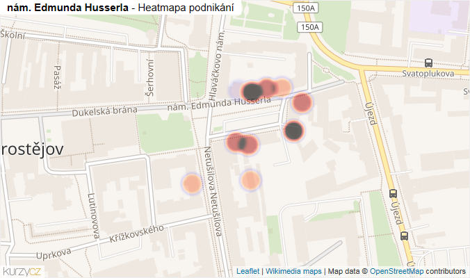 Mapa nám. Edmunda Husserla - Firmy v ulici.