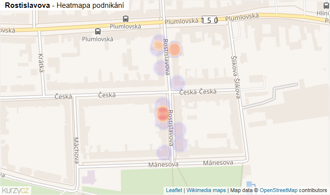 Mapa Rostislavova - Firmy v ulici.