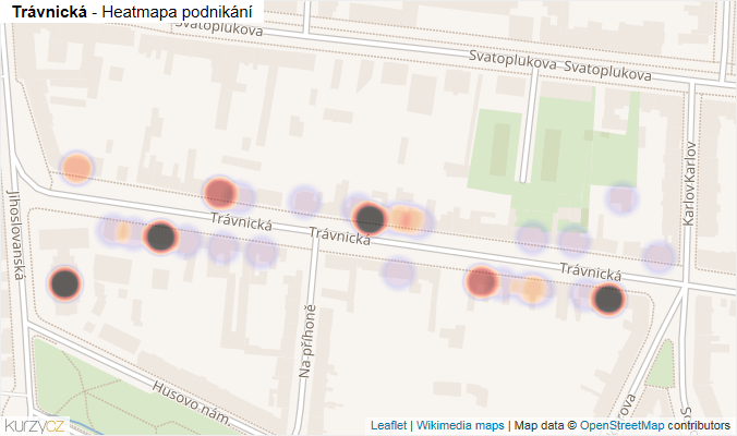 Mapa Trávnická - Firmy v ulici.