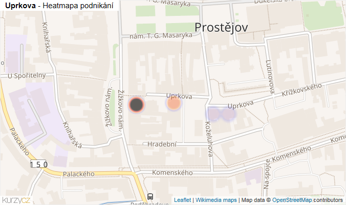 Mapa Uprkova - Firmy v ulici.