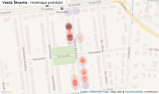 Mapa Vasila Škracha - Firmy v ulici.