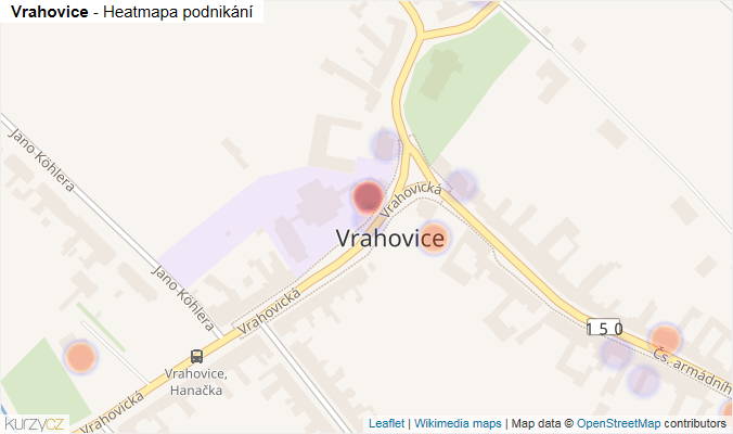 Mapa Vrahovice - Firmy v části obce.