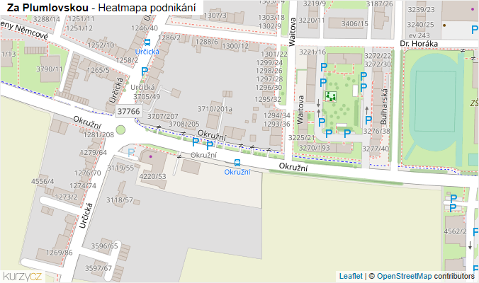 Mapa Za Plumlovskou - Firmy v ulici.