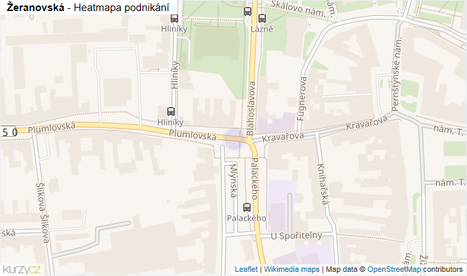Mapa Žeranovská - Firmy v ulici.