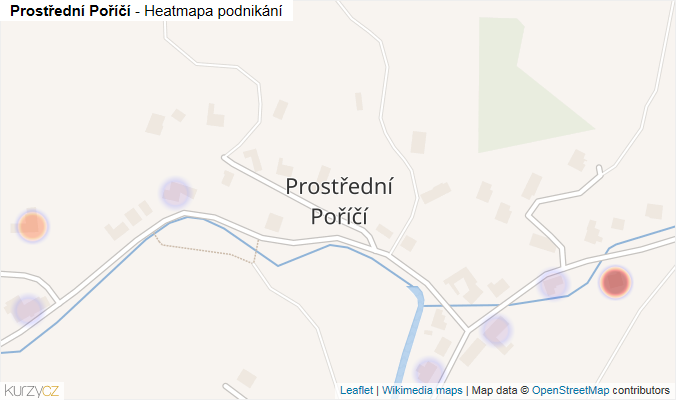 Mapa Prostřední Poříčí - Firmy v části obce.