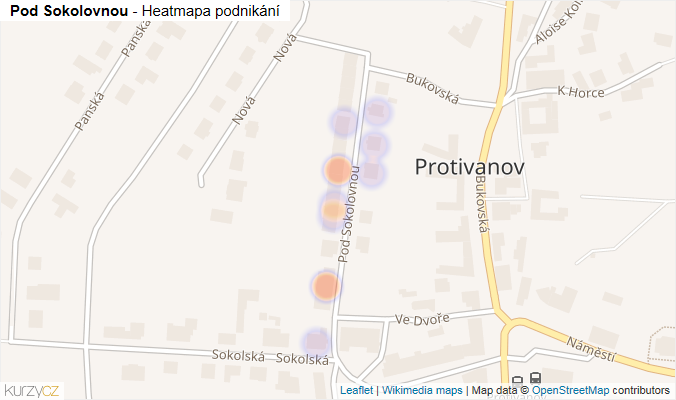 Mapa Pod Sokolovnou - Firmy v ulici.