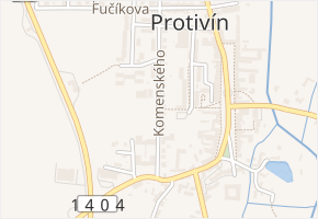 Komenského v obci Protivín - mapa ulice