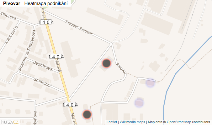 Mapa Pivovar - Firmy v ulici.