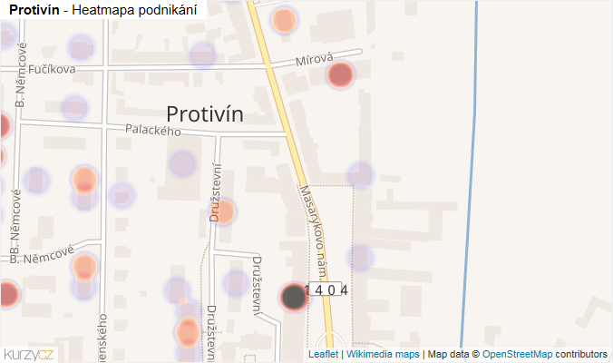 Mapa Protivín - Firmy v části obce.