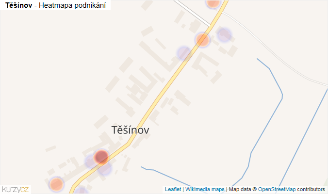 Mapa Těšínov - Firmy v části obce.