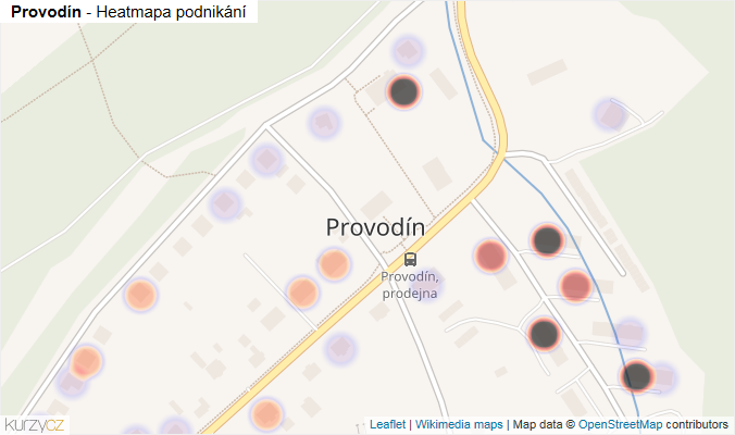 Mapa Provodín - Firmy v části obce.