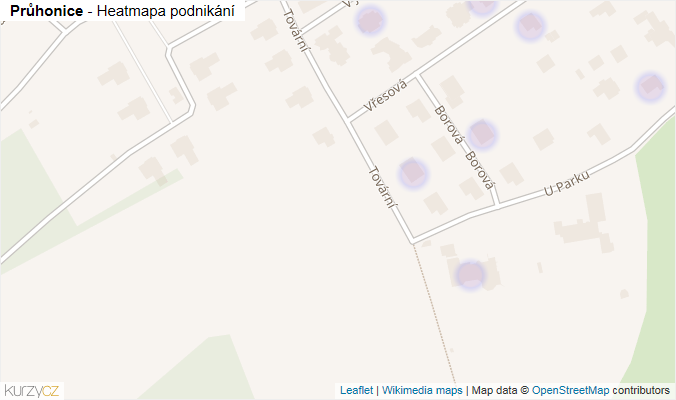 Mapa Průhonice - Firmy v obci.