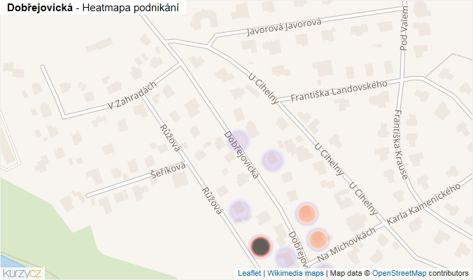 Mapa Dobřejovická - Firmy v ulici.