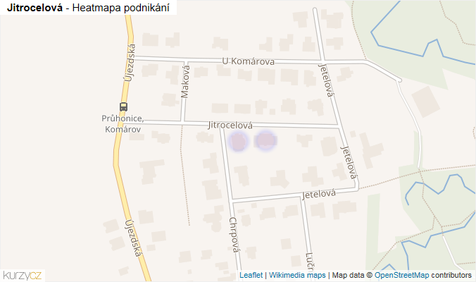Mapa Jitrocelová - Firmy v ulici.
