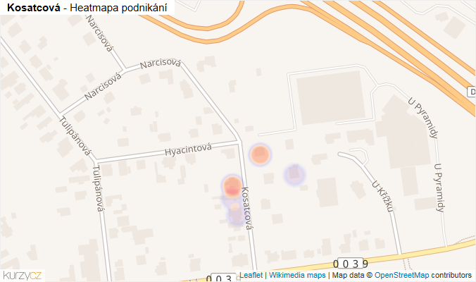 Mapa Kosatcová - Firmy v ulici.
