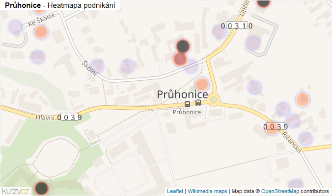 Mapa Průhonice - Firmy v části obce.