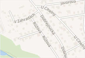 Růžová v obci Průhonice - mapa ulice