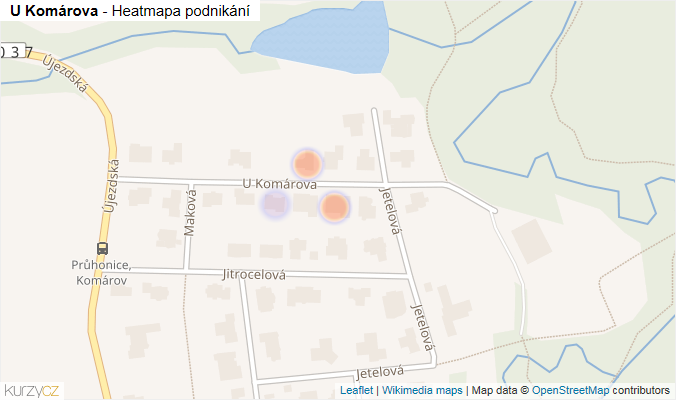 Mapa U Komárova - Firmy v ulici.