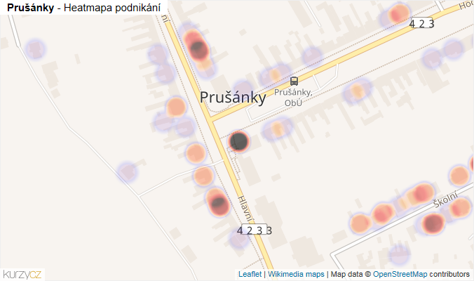 Mapa Prušánky - Firmy v části obce.