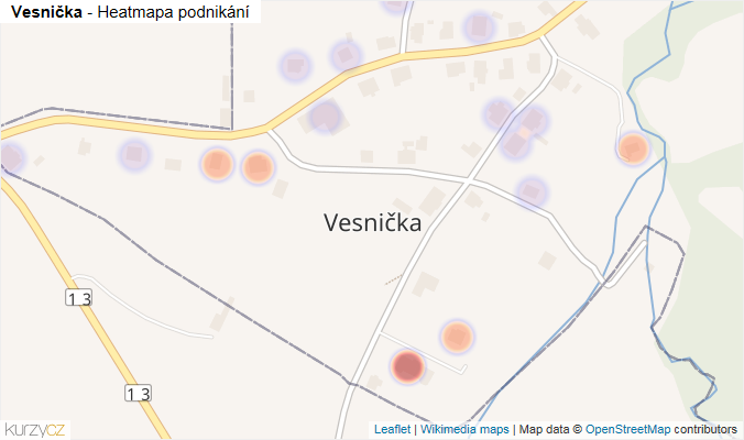 Mapa Vesnička - Firmy v části obce.