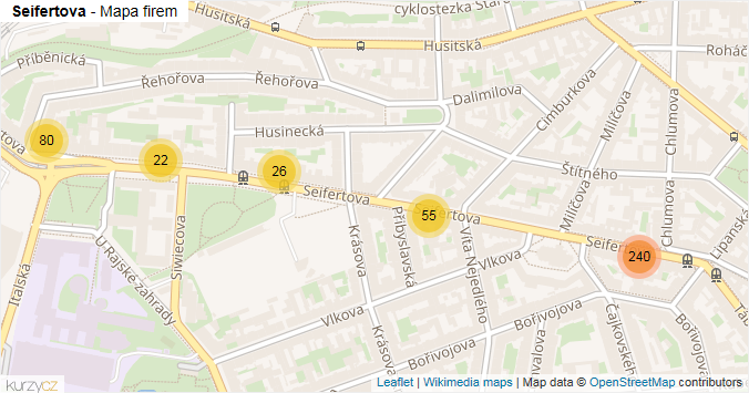 Mapa Seifertova - Firmy v ulici.