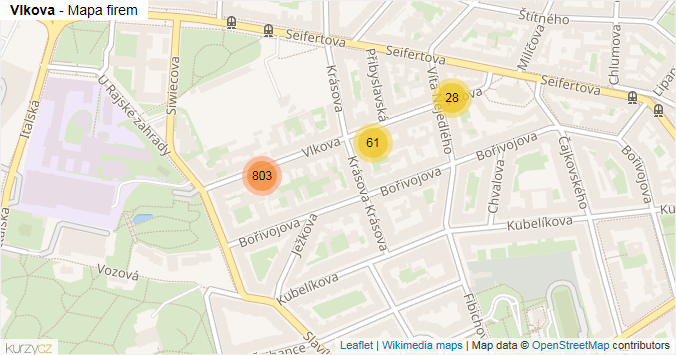 Mapa Vlkova - Firmy v ulici.
