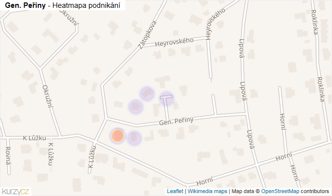 Mapa Gen. Peřiny - Firmy v ulici.