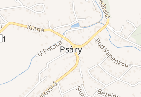 Průjezdná v obci Psáry - mapa ulice