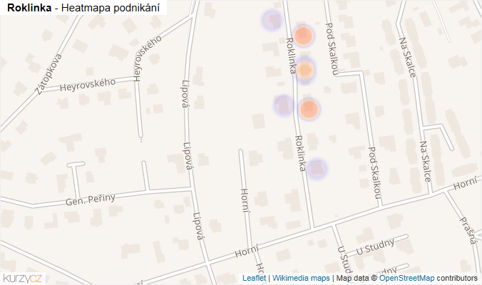 Mapa Roklinka - Firmy v ulici.