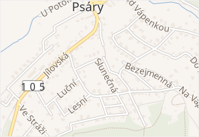 Slunečná v obci Psáry - mapa ulice
