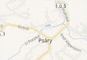 U Potoka v obci Psáry - mapa ulice