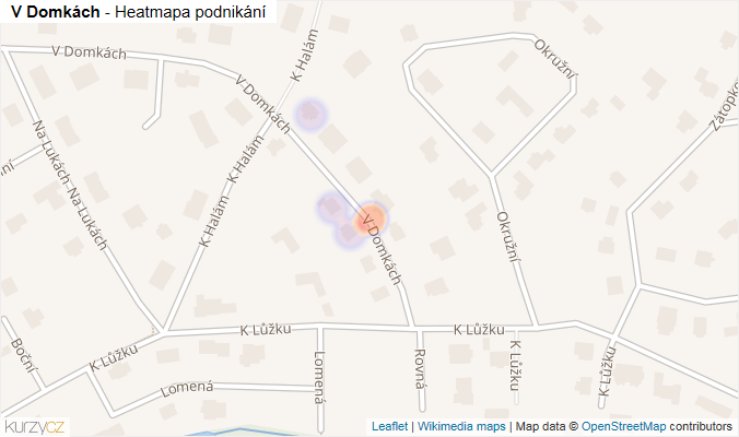 Mapa V Domkách - Firmy v ulici.