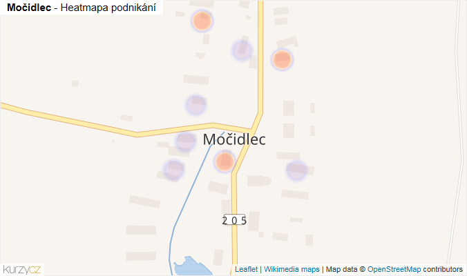Mapa Močidlec - Firmy v části obce.