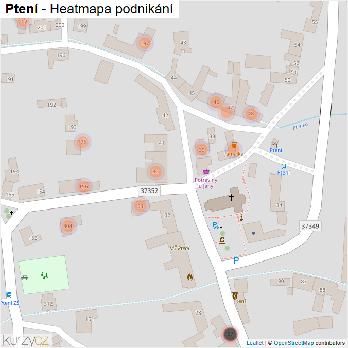 Mapa Ptení - Firmy v obci.