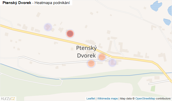 Mapa Ptenský Dvorek - Firmy v části obce.