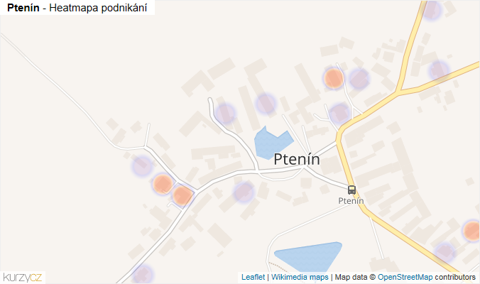 Mapa Ptenín - Firmy v části obce.